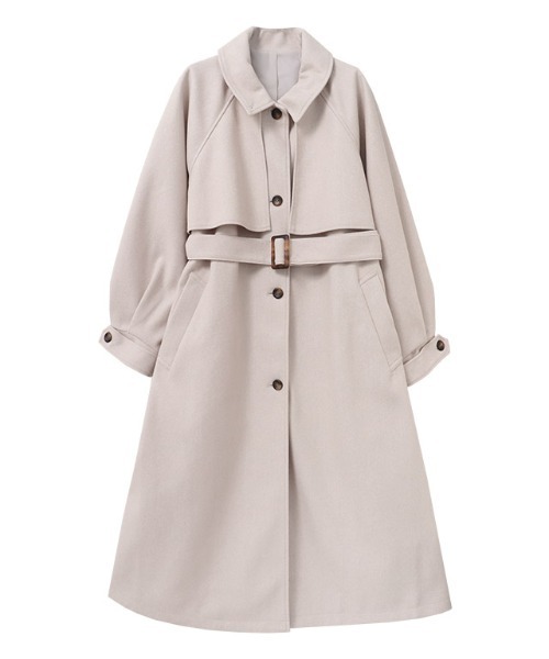 美品 Lisiere Col Pierrot トレンチコート グレージュ Pierrot（ピエロ） コート アウター アレンジカラーシングルロング