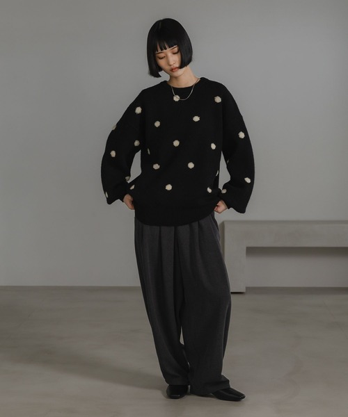 『未使用』ドットジャガードニットプルオーバー　LOWRYS FARM グレー LOWRYS FARM｜ドットJQニットプルオーバーLS | Rakuten Fashion(楽天