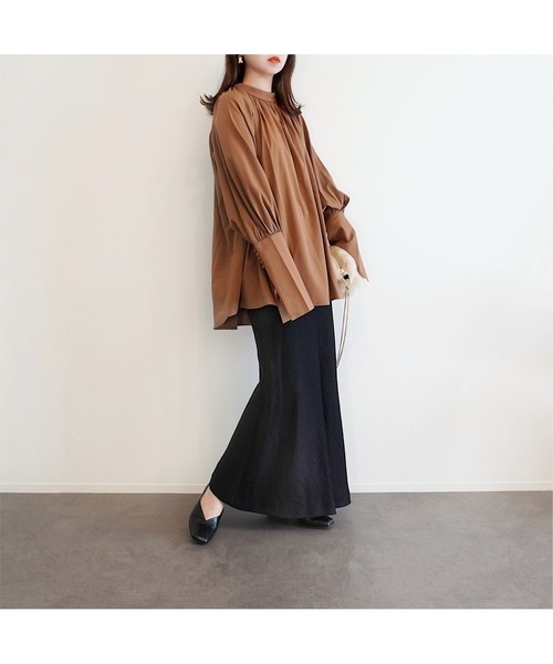 「ECRIRE」 長袖ブラウス L ベージュ レディース_画像4