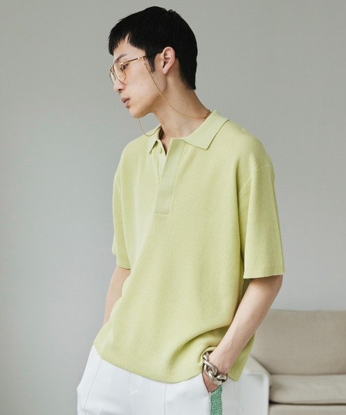 「soerte」 半袖ニット 1 ブルー メンズ_画像6