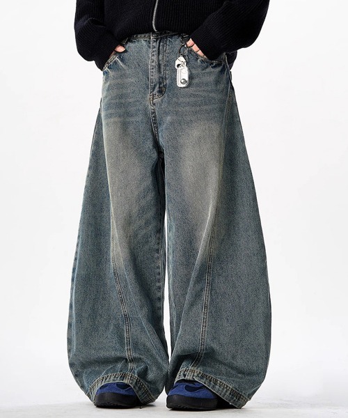 NEW GENTLEMAN ワイドパンツ ジーンズ バイカルデニム ワイドバギー