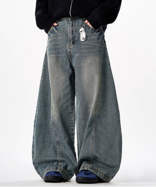 NEW GENTLEMAN ワイドパンツ ジーンズ バイカルデニム ワイドバギー 