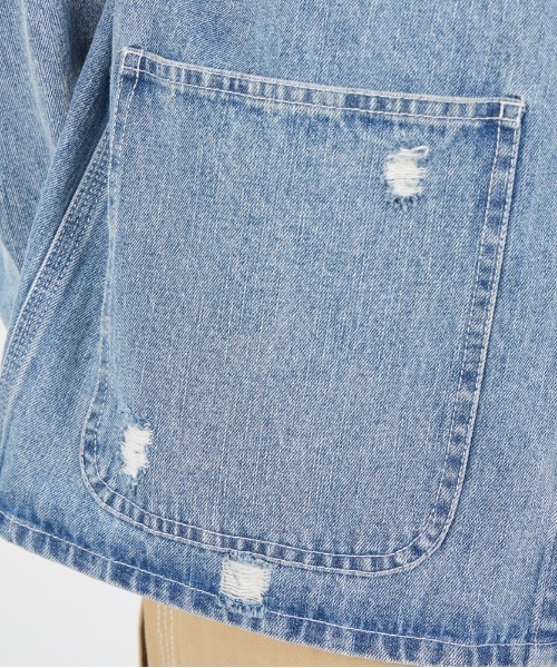 「UNIVERSAL OVERALL」 デニムジャケット L ブルー レディース_画像3
