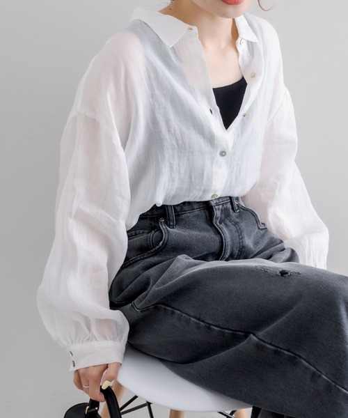 「PUAL CE CIN」 長袖シャツ FREE ライトグレー レディース_画像8