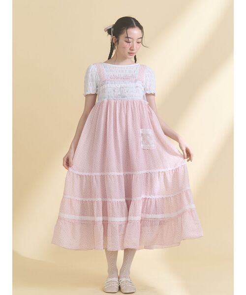 merry jenny（メリージェニー） ワンピース petit flower sheer switch