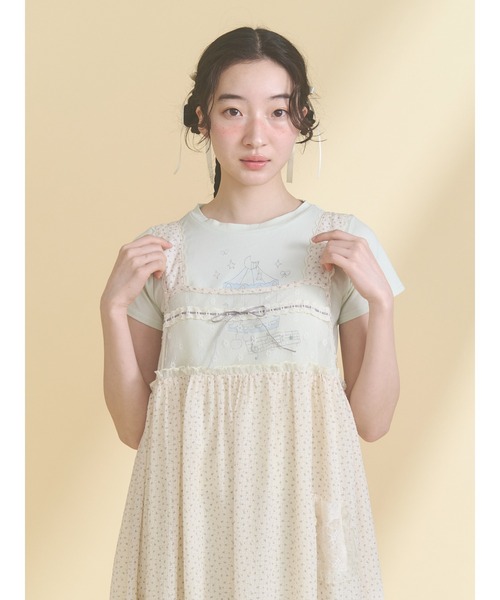 merry jenny（メリージェニー） ワンピース petit flower sheer switch