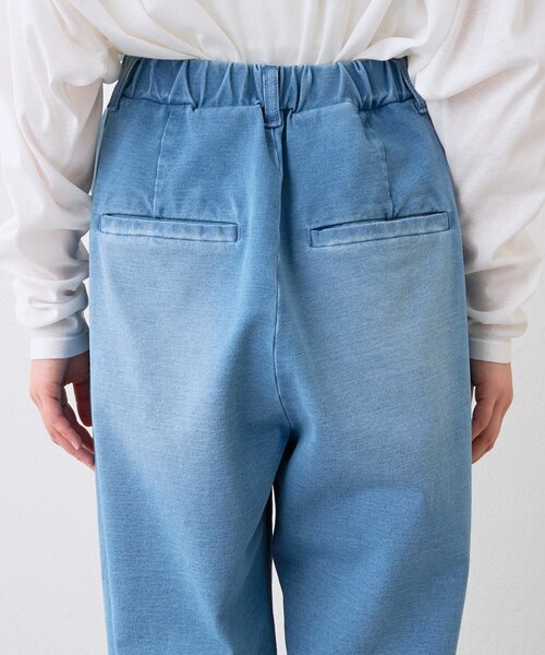 ジーンズ デニム デニムパンツ 「A・MONN」「ウエストゴム/ドロスト紐付き」フェイクデニムイージーパンツ レディースの画像