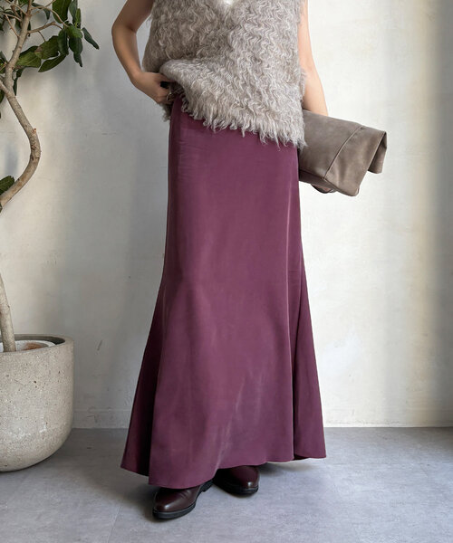 「DouDou」 ロングスカート 38 グリーン レディースの画像