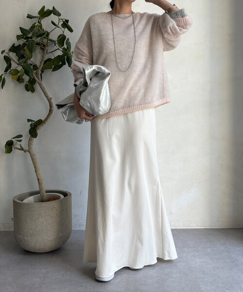 「DouDou」 ロングスカート 38 グリーン レディースの画像