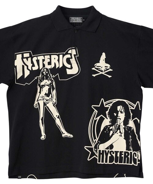 【希少美品人気のブラック★風合い加工】ヒステリックグラマーポロシャツ★ヒスガール HYSTERIC GLAMOUR（ヒステリックグラマー） ポロシャツ METAL GUID