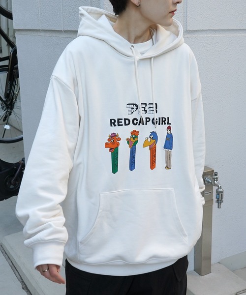 「Red Cap Girl」 プルオーバーパーカー M 杢グレー メンズ_画像4