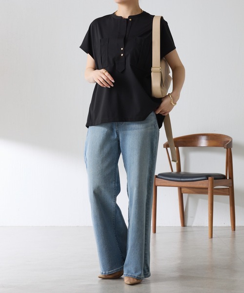 tシャツ ポケットデザインカットソー レディースの画像