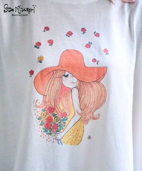 SMILELAND tシャツ 「大きいサイズ」「水森亜土」袖フリルプリントT
