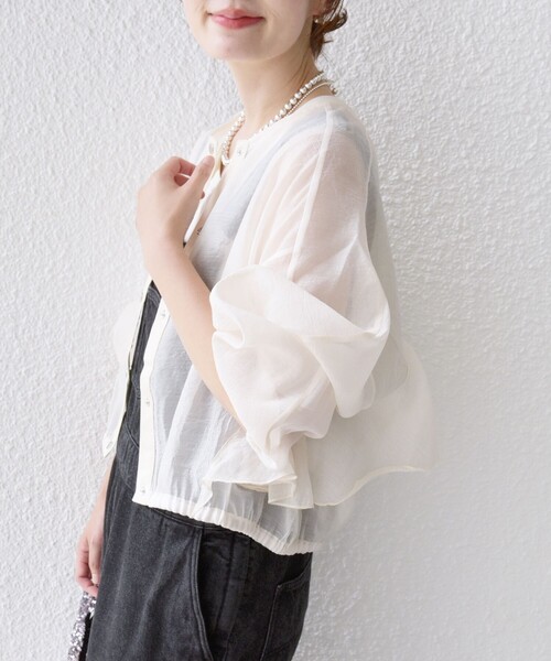 SHIPS（シップス） ノーカラージャケット ONE SIZE ホワイト