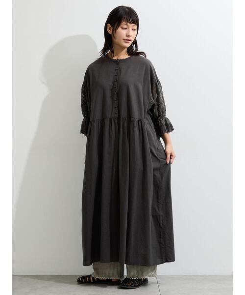ワンピース 袖メッシュレースワンピース「WEB限定カラーあり」の画像
