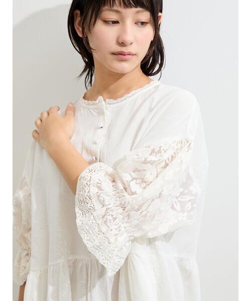 ワンピース 袖メッシュレースワンピース「WEB限定カラーあり」の画像