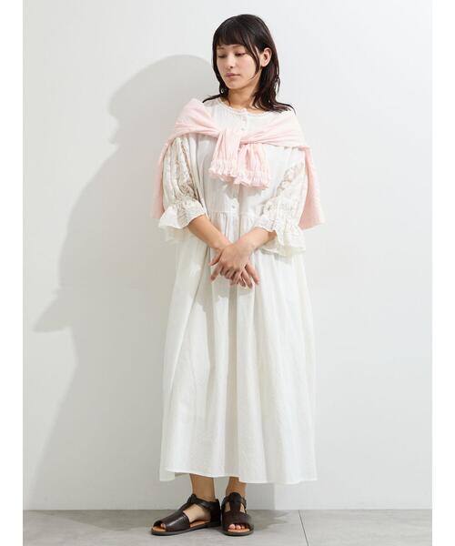 ワンピース 袖メッシュレースワンピース「WEB限定カラーあり」の画像