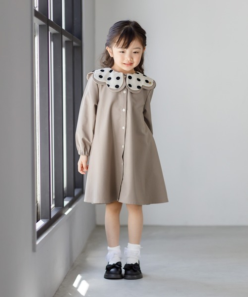 「MAKE YOUR DAY」 「KIDS」長袖ワンピース 80 ベージュ キッズ_画像5