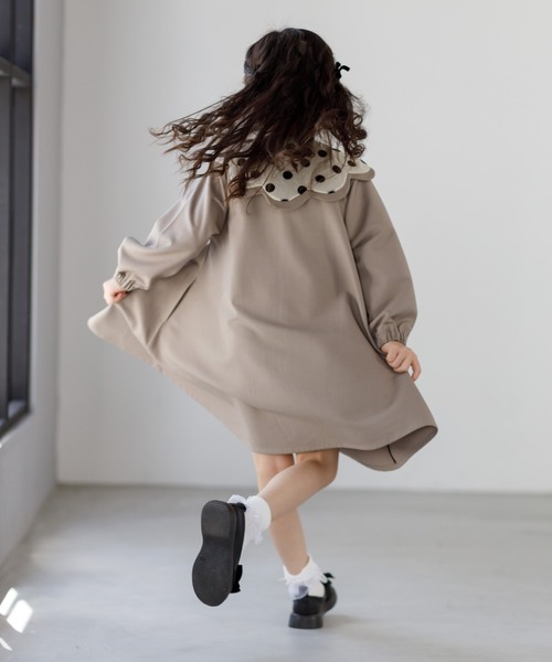 「MAKE YOUR DAY」 「KIDS」長袖ワンピース 80 ベージュ キッズ_画像7