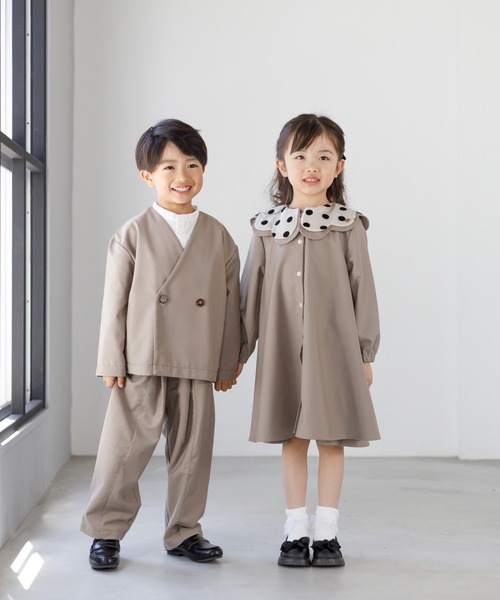 「MAKE YOUR DAY」 「KIDS」長袖ワンピース 80 ベージュ キッズ_画像8