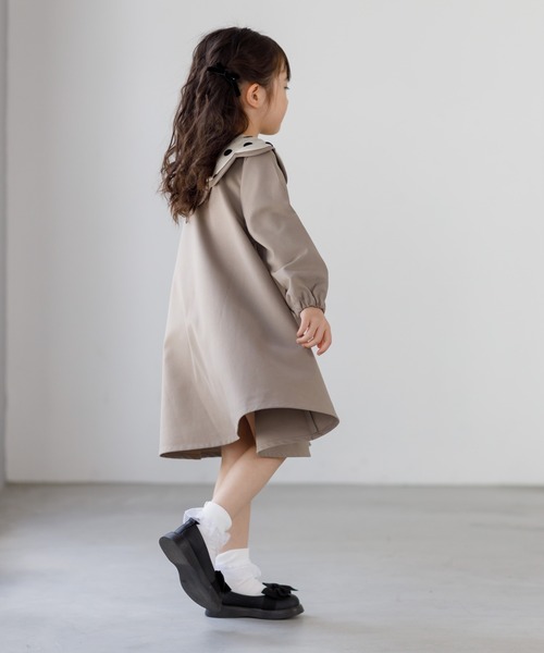 「MAKE YOUR DAY」 「KIDS」長袖ワンピース 80 ベージュ キッズ_画像9