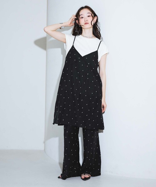 LAKOLE（ラコレ） ワンピース 「接触冷感」ドット刺繍ミニキャミ
