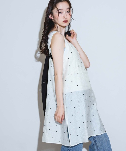 LAKOLE（ラコレ） ワンピース 「接触冷感」ドット刺繍ミニキャミ
