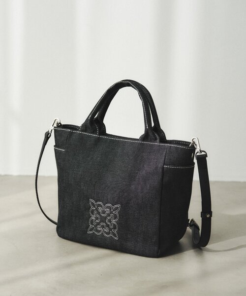 russet（ラシット） トートバッグ 「刺繍モノグラム」デニム2WAYトート
