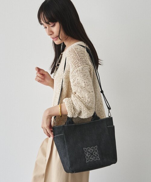 russet（ラシット） トートバッグ 「刺繍モノグラム」デニム2WAYトート
