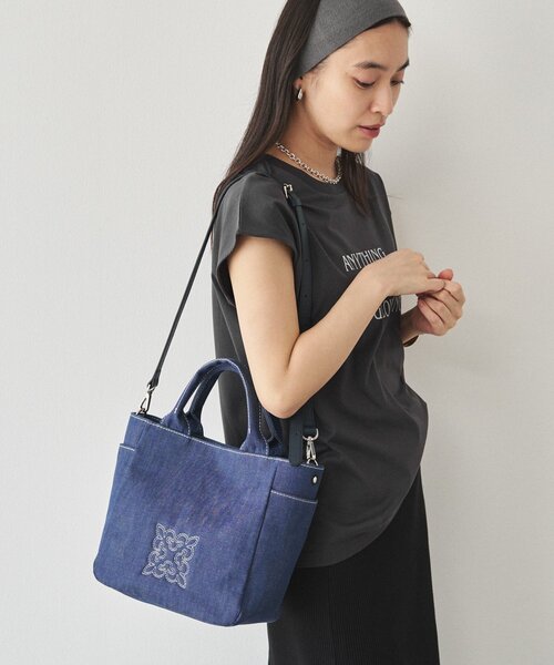 russet（ラシット） トートバッグ 「刺繍モノグラム」デニム2WAYトート