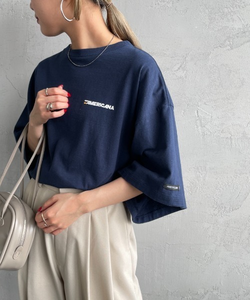 AMERICANA（アメリカーナ） 半袖Tシャツ F ネイビー レディース