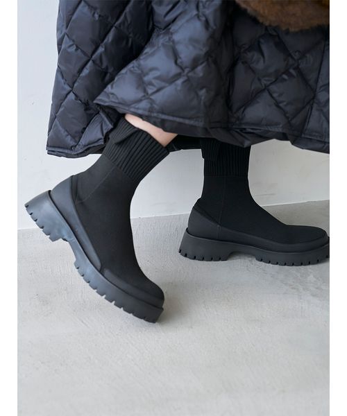 【ほぼ新品】emiriawiz エミリアウィズ ニットブーツ ブラック M emmi ブーツ ecoニットブーツ レディース : ZOZOTOWN Yahoo!店 - 通販