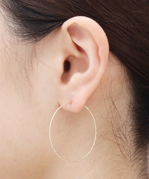 COCOSHNIK（ココシュニック） ピアス K10カット丸線 フープピアス（小