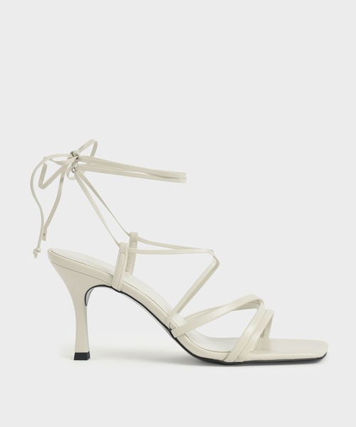 追跡便【Charles&Keith】ストラップタイアラウンドサンダル 2色 ストラッピー タイアラウンドサンダル&フルーツチャームセット