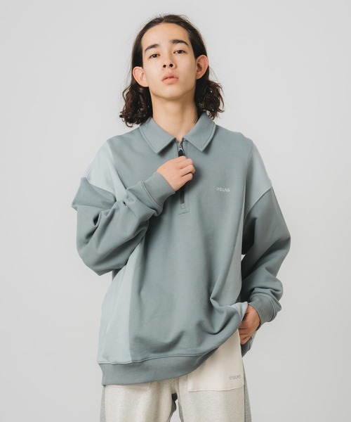 SILAS トレーナー スウェット PANELED HALF ZIP SWEAT PULLOVER