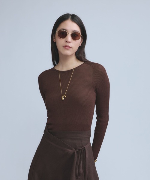 カオス ベージュ シルク 長袖ニット リブニット Chaos（カオス） ニット セーター /「新色＆追加」18Gシルクリブ