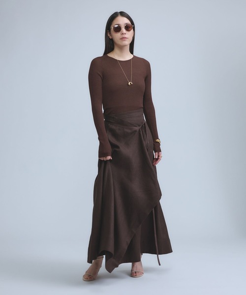 カオス ベージュ シルク 長袖ニット リブニット Chaos（カオス） ニット セーター /「新色＆追加」18Gシルクリブ