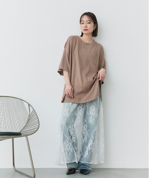 ad thie（アドティエ） tシャツ 肩出し ラウンドヘム ビックシルエット