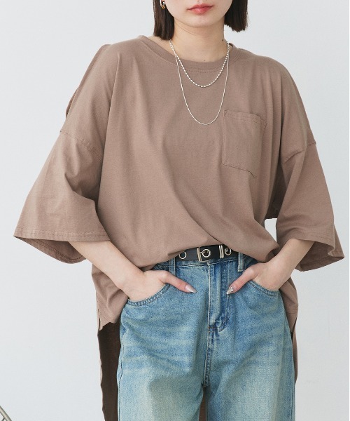 ad thie（アドティエ） tシャツ 肩出し ラウンドヘム ビックシルエット
