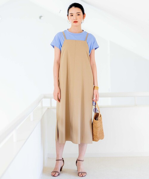 リネン混合 キャミワンピース 組曲（KUMIKYOKU） ワンピース 「洗える・シワになりにくい」リネン混