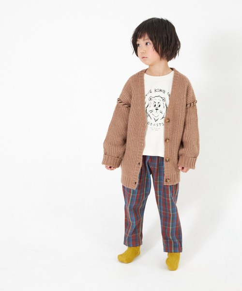 Uhr キッズ　ニットカーディガン MAKE YOUR DAY カーディガン 畦編みニットカーディガン80〜140cm