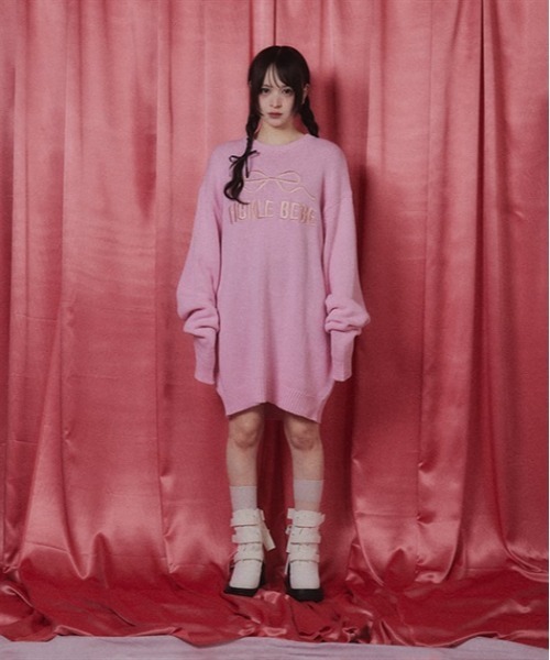 Fickle Bebe ニット セーター ボウロゴオーバーニット レディース