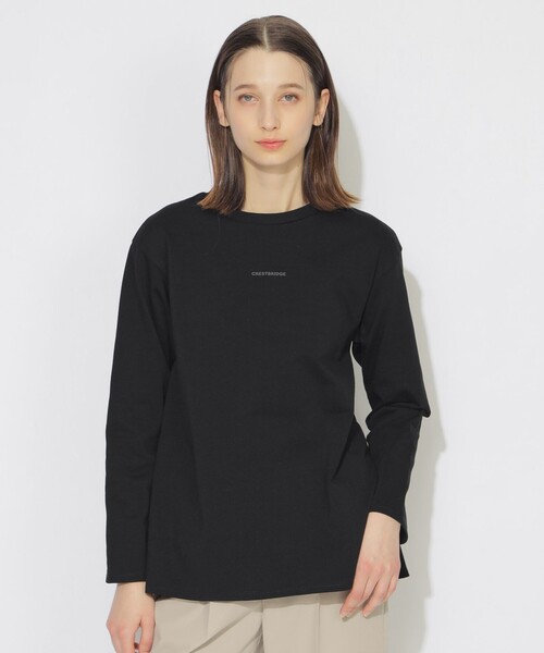 tシャツ サイド切替ミニマルロゴロンT レディース