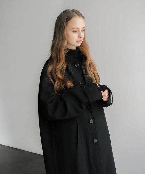 「 remer / リメール」 ダークブラウン M　ステンカラーコート remer ステンカラーコート コート loose wool blend soutien