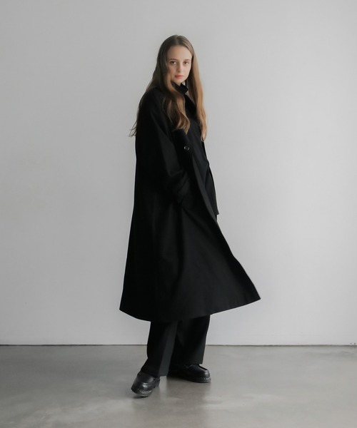 「 remer / リメール」 ダークブラウン M　ステンカラーコート remer ステンカラーコート コート loose wool blend soutien