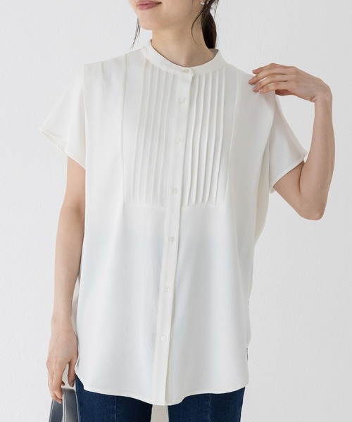 【美品】BACCA 定価2.5万円　ノーカラー　シャツ　シンプル　チュニック BACCA 定価2.5万円 ノーカラー シャツ シンプル 着まわし