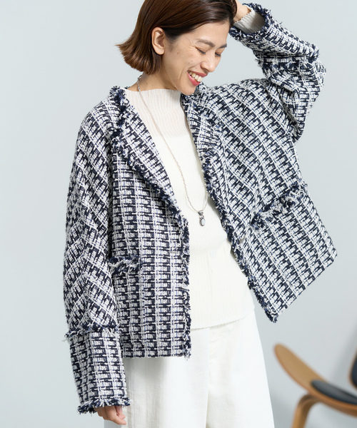 IENA（イエナ） ノーカラージャケット 36 ブルー系その他 レディース