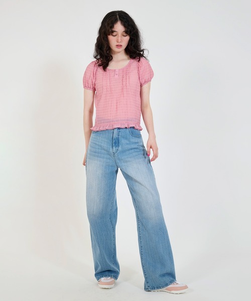 ブラウス シャツ シアー ヘンリーネックブラウス TINA：JOJUN レディース TINA：JOJUN ブラウス シャツ シアー ヘンリーネックブラウス