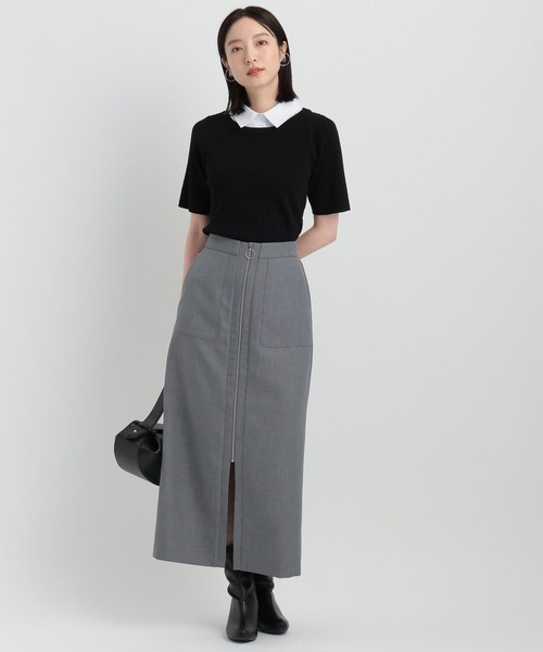 ニット セーター フハクエリ半袖リブニット145243 レディース Andemiu ニット セーター フハクエリ半袖リブニット145243