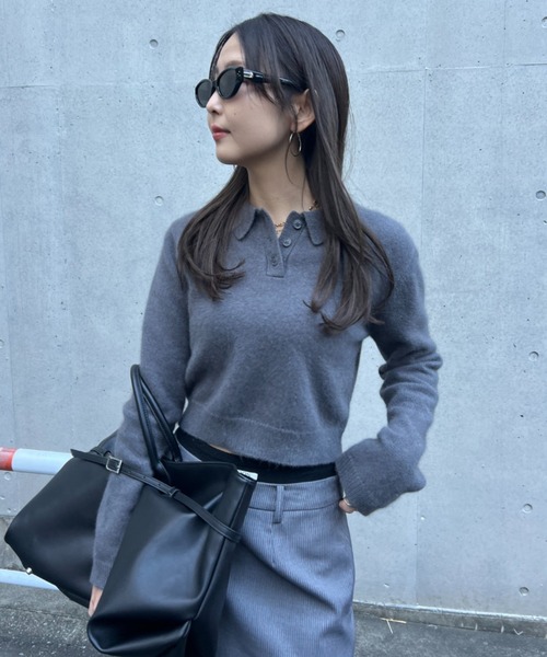 JOSEMOON MINIMUM POLO KNIT ブラック　新品 JOSE MOON ニット セーター MINIMUM POLO KNIT/ミニマムポロ